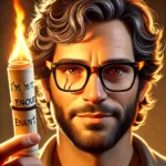 Amir holding a burning scroll that says "i'm not enough" symbolizing getting rid of limiting beliefs.