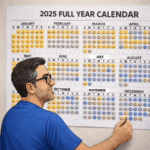 Amir Lehrer marking his mood every day on the year calendar.