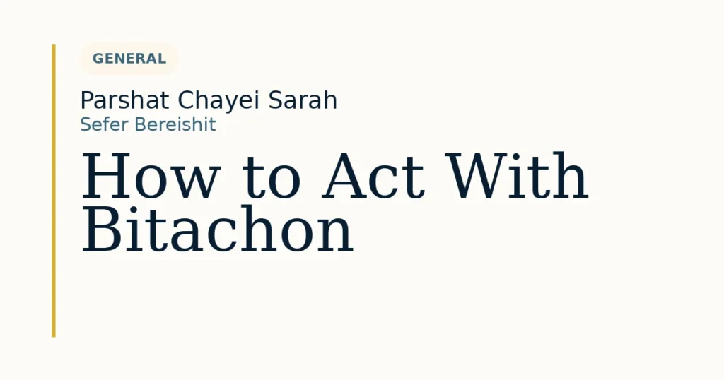 How to Act With Bitachon — Dvar Torah for Parshat Chayei Sarah