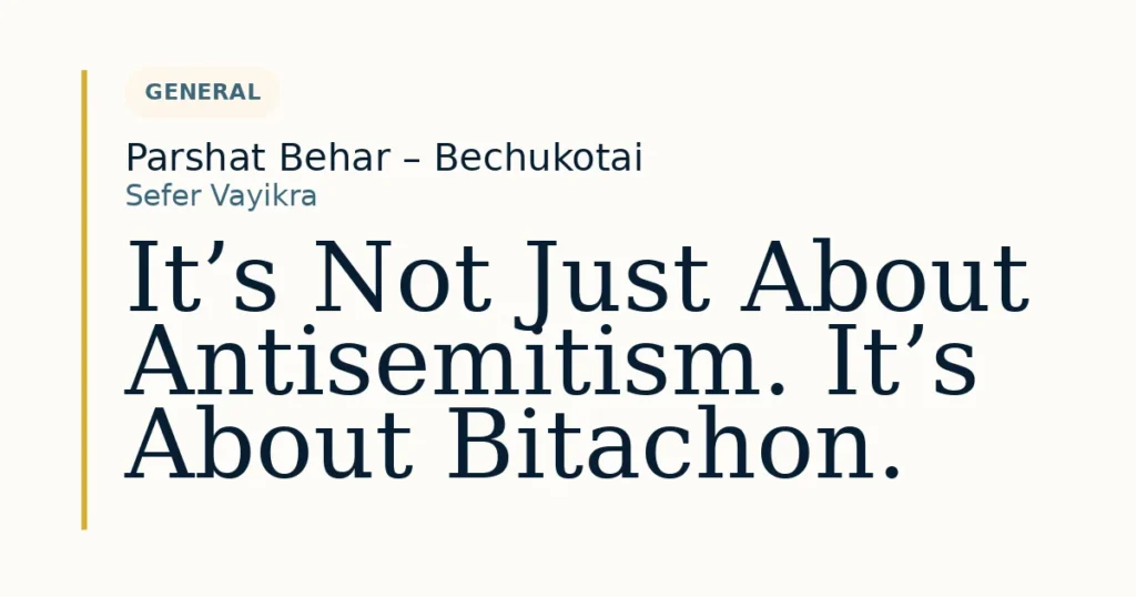 It’s Not Just About Antisemitism. It’s About Bitachon. — Dvar Torah for Parshat Behar – Bechukotai