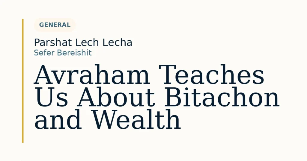 Avraham Teaches Us About Bitachon and Wealth — Dvar Torah for Parshat Lech Lecha