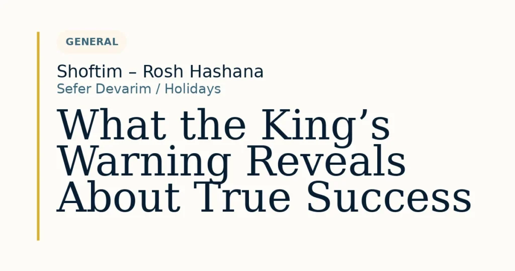 What the King’s Warning Reveals About True Success — Dvar Torah for Shoftim – Rosh Hashana