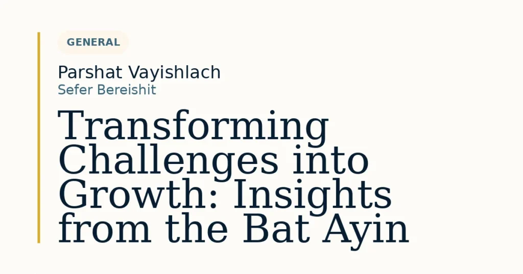 Transforming Challenges into Growth: Insights from the Bat Ayin — Dvar Torah for Parshat Vayishlach