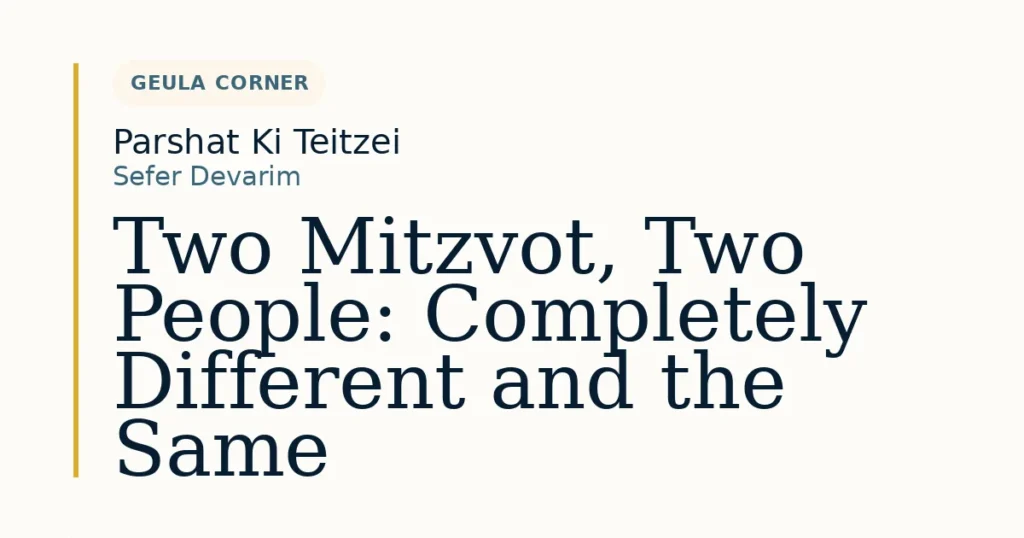 Two Mitzvot, Two People: Completely Different and the Same — Dvar Torah for Parshat Ki Teitzei