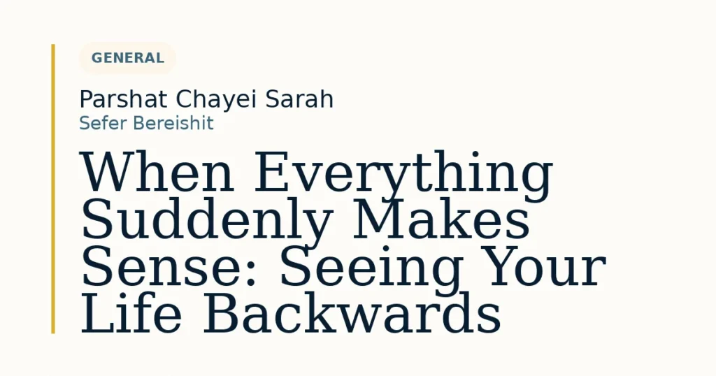 When Everything Suddenly Makes Sense: Seeing Your Life Backwards — Dvar Torah for Parshat Chayei Sarah