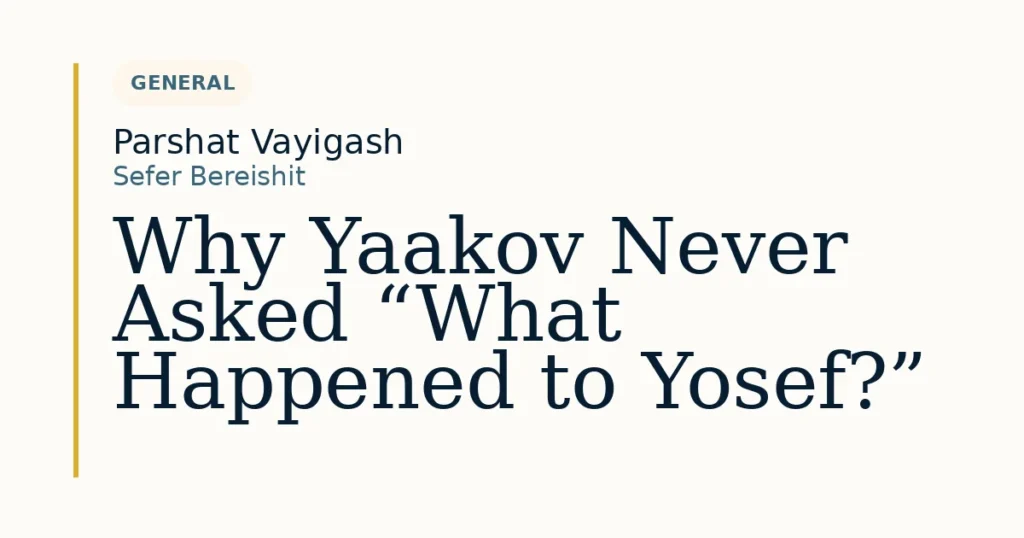 Why Yaakov Never Asked “What Happened to Yosef?” — Dvar Torah for Parshat Vayigash