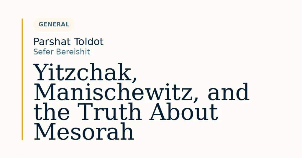 Yitzchak, Manischewitz, and the Truth About Mesorah — Dvar Torah for Parshat Toldot