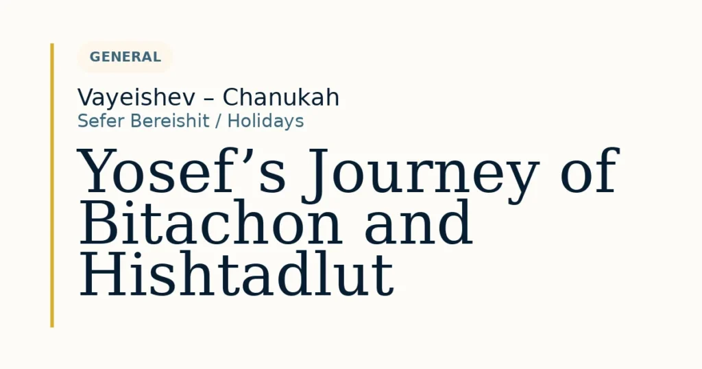 Yosef’s Journey of Bitachon and Hishtadlut — Dvar Torah for Vayeishev – Chanukah